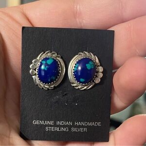 Native American 925 & Azurite Earrings